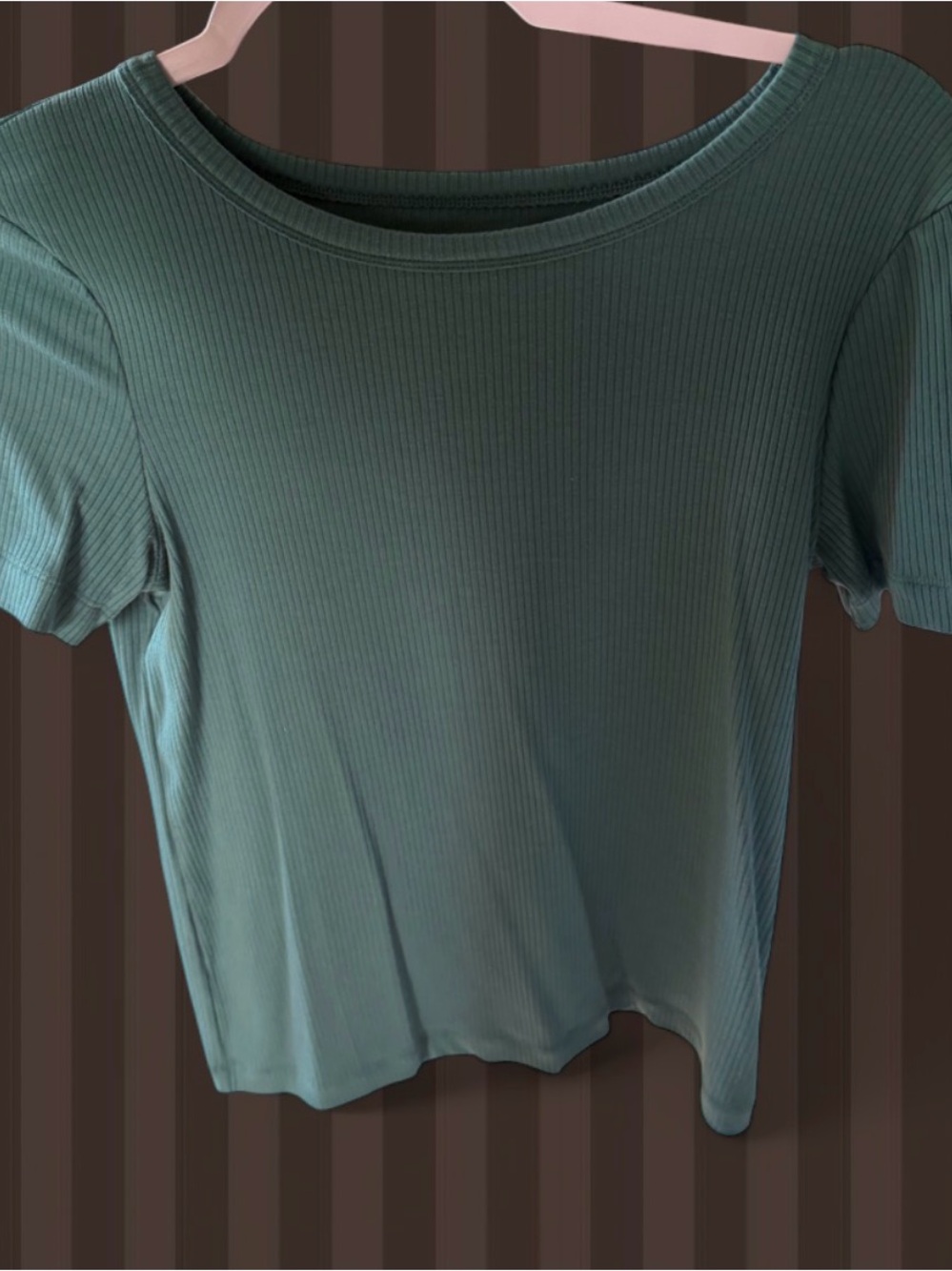Jockey Ribbed Short-Sleeve Top in Sage Green